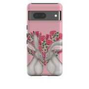 Google Tough Case -  White Hares Rose Heart By Catherine Rowe