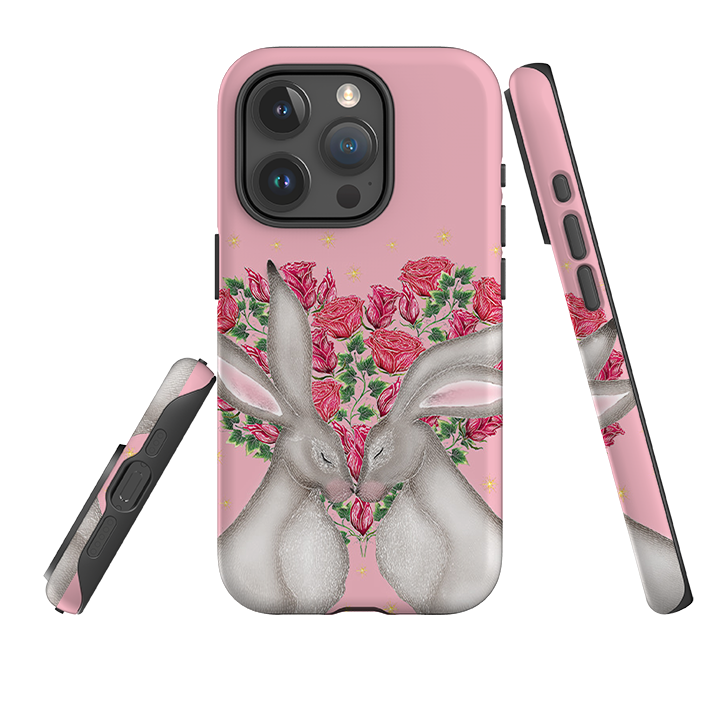 iPhone Tough Case - White Hares Rose Heart By Catherine Rowe
