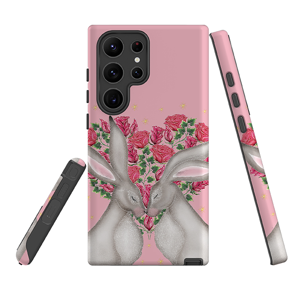 Samsung Tough Case - White Hares Rose Heart By Catherine Rowe