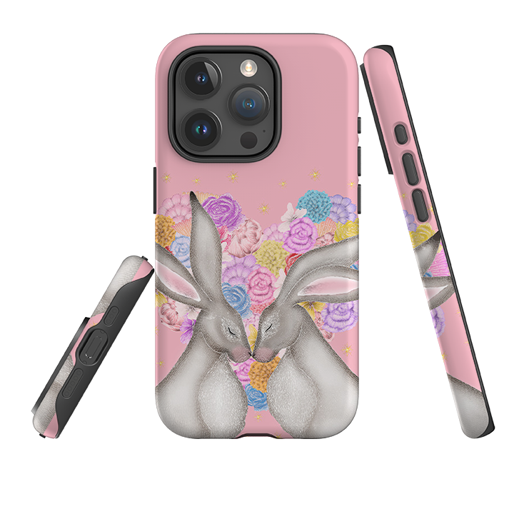 iPhone Tough Case - White Hares Rose Heart II By Catherine Rowe