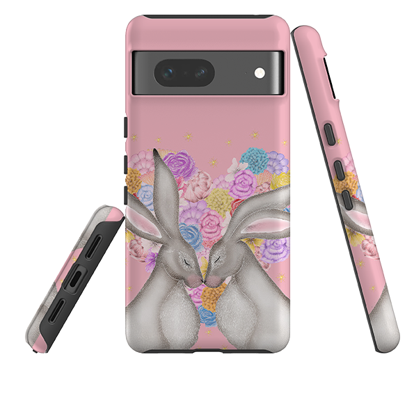 Google Tough Case -  White Hares Rose Heart II By Catherine Rowe
