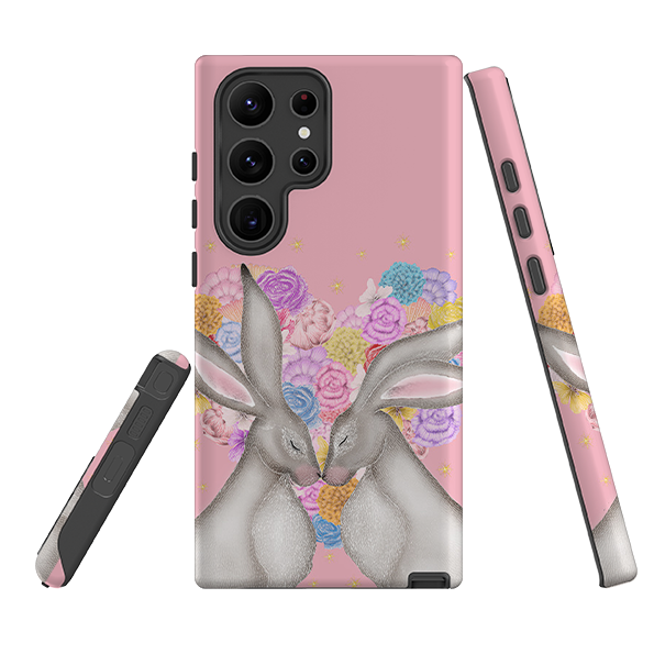 Samsung Tough Case - White Hares Rose Heart II By Catherine Rowe