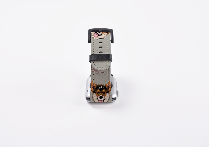 Welsh Corgi Grey Apple Watch Strap