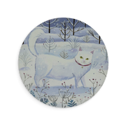 White Cat Mouse Mat By Mary Stubberfield