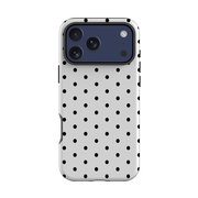 iPhone Tough Case - White & Black Polka Dot