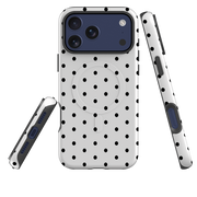iPhone MagSafe Tough Case - White & Black Polka Dot