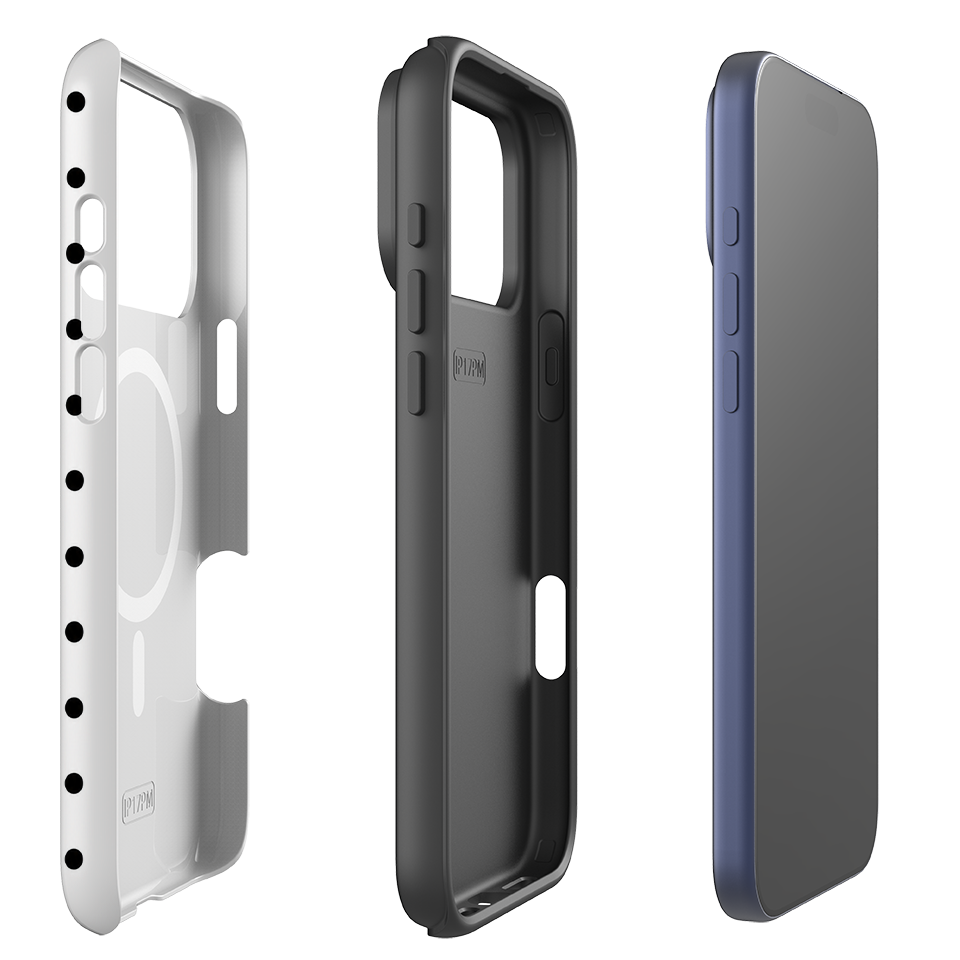 iPhone MagSafe Tough Case - White & Black Polka Dot