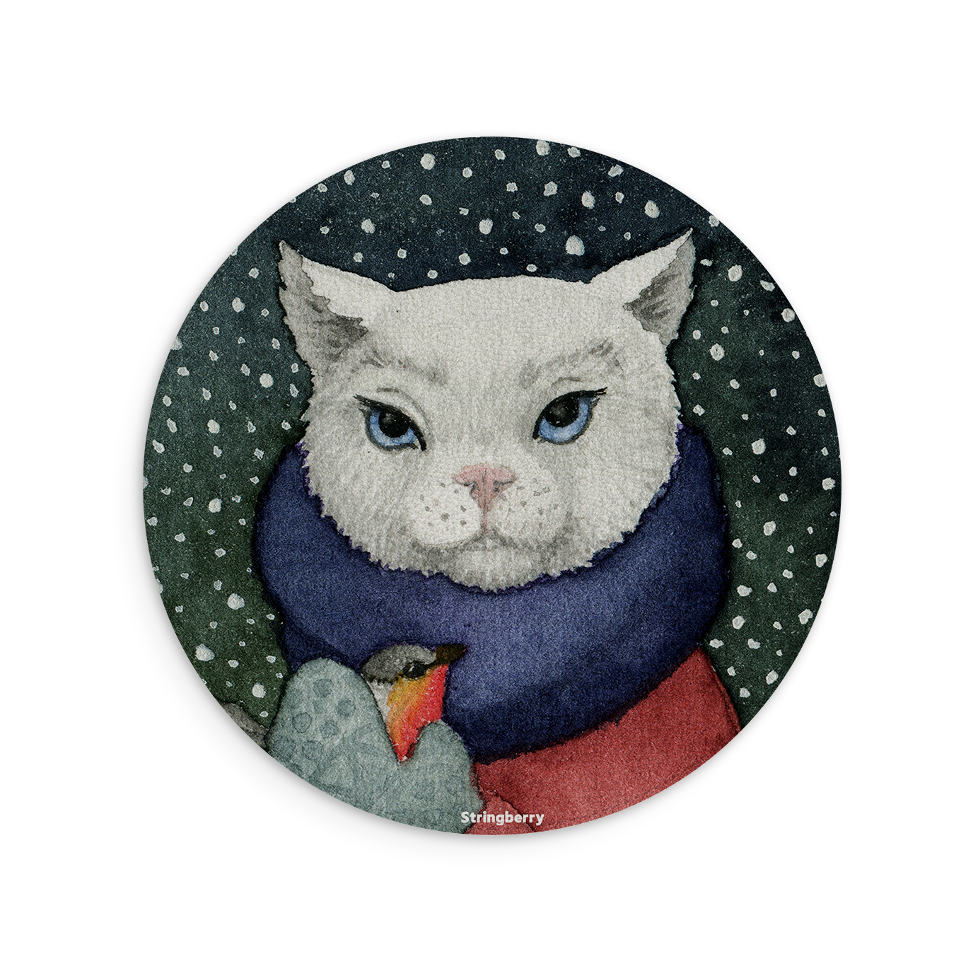 Winter Cat Vegan Leather Mouse Mat
