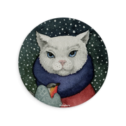 Winter Cat Vegan Leather Mouse Mat