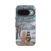 Google Tough Case - Winter Cottage Cats By Mary Stubberfield