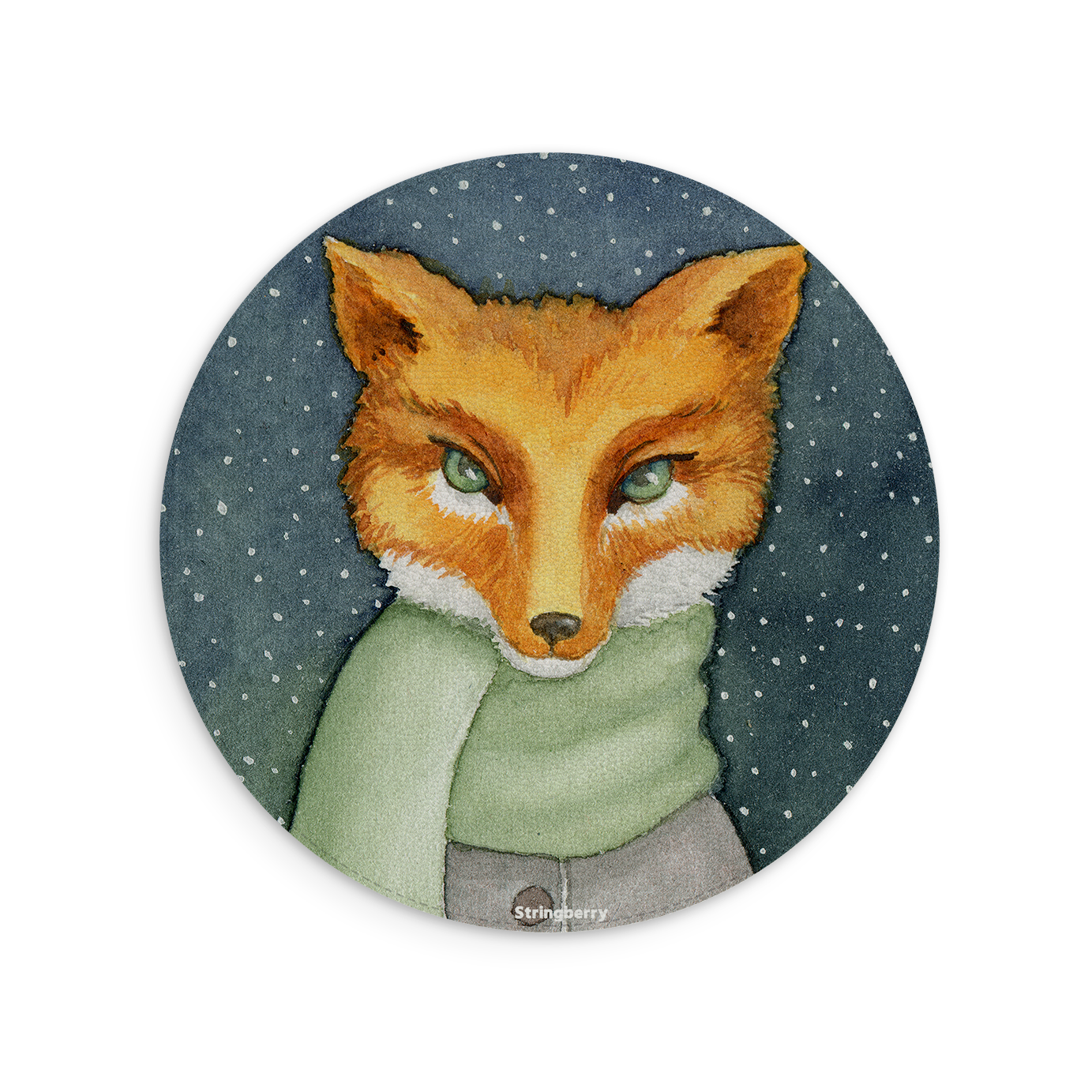 Winter Fox Vegan Leather Mouse Mat