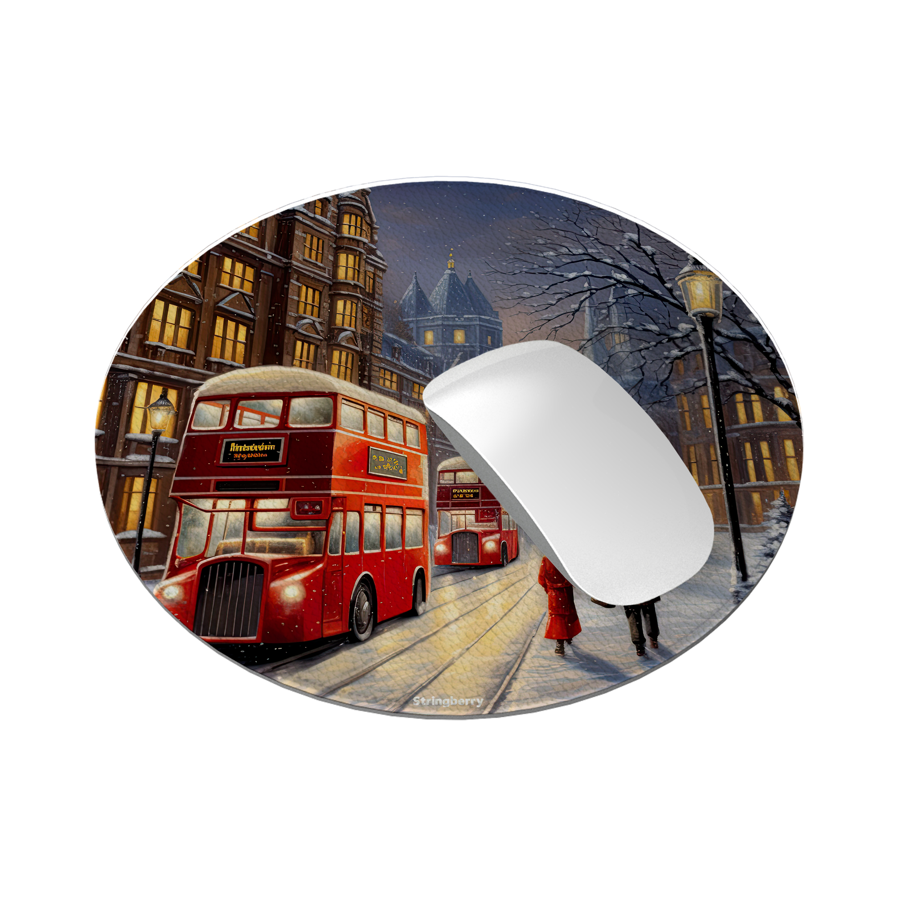 Winter On The Strand Vegan Leather Mouse Mat