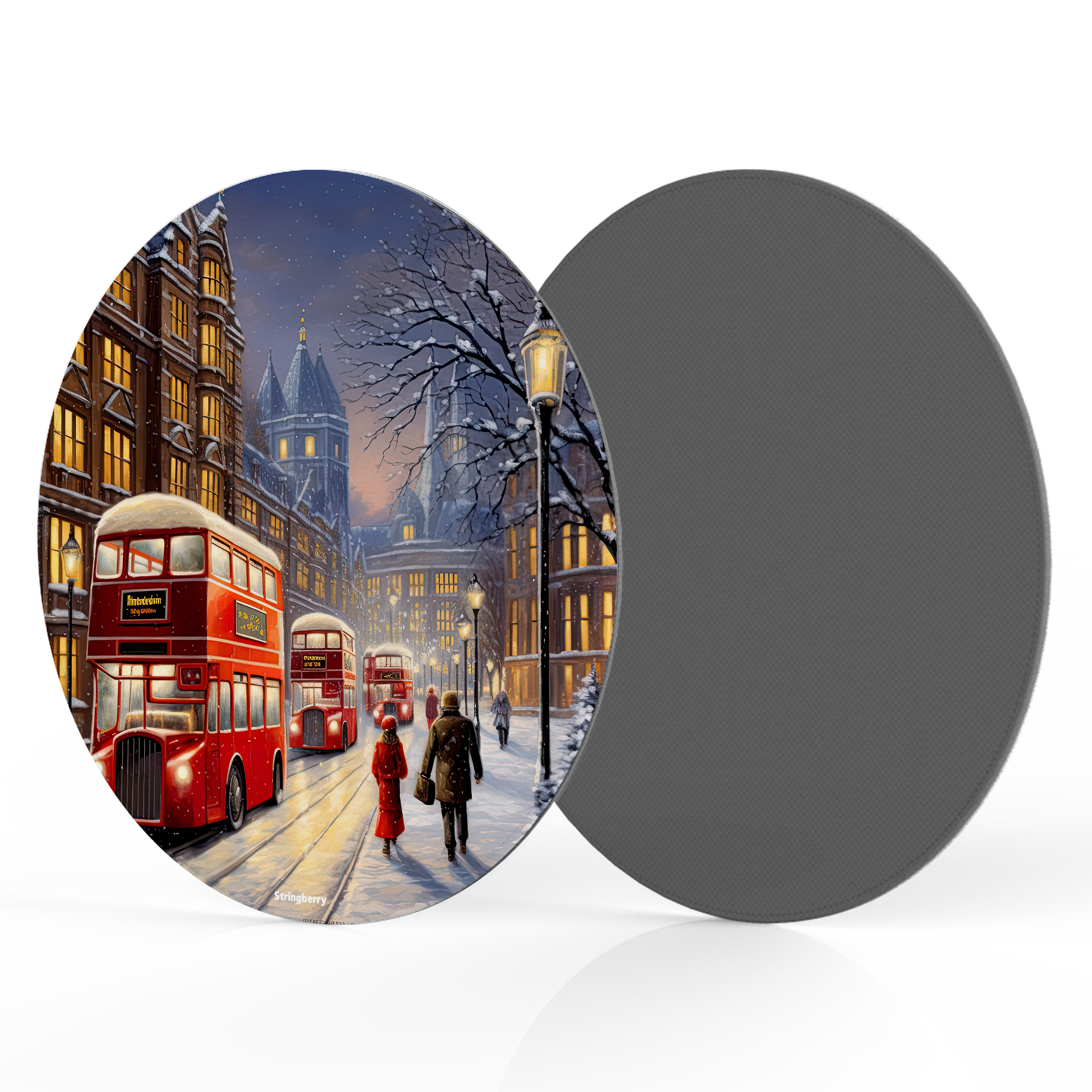 Winter On The Strand Vegan Leather Mouse Mat