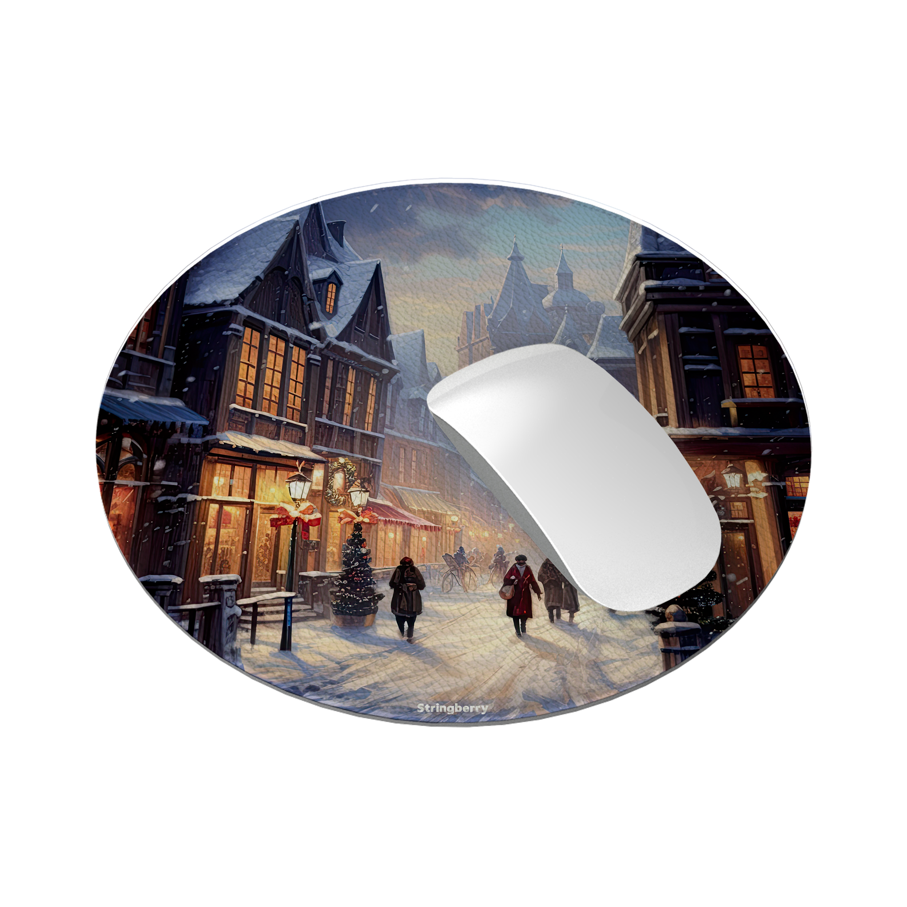 Winter Shopping Vegan Leather Mouse Mat