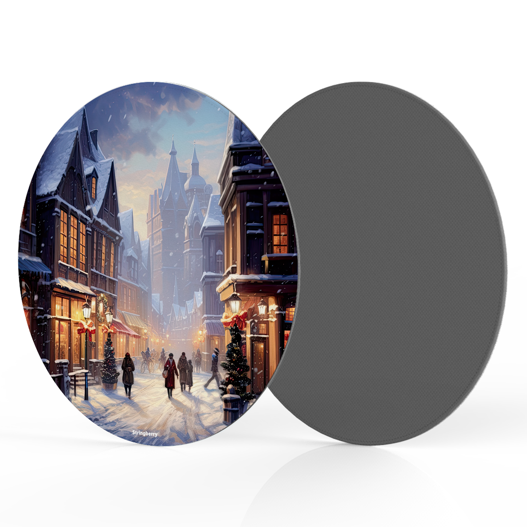 Winter Shopping Vegan Leather Mouse Mat