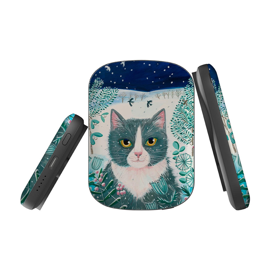 MagSafe Power Bank - Xmas Cat By Mary Stubberfield