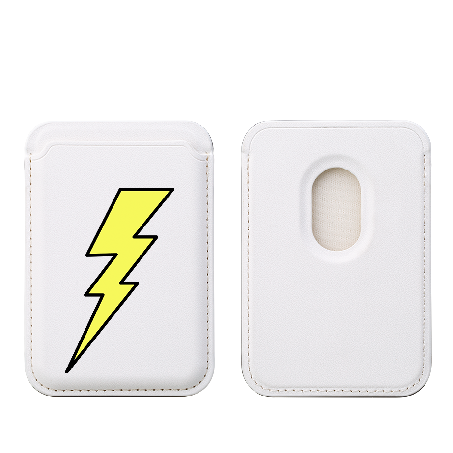 Yellow Bolt MagSafe Wallet- White