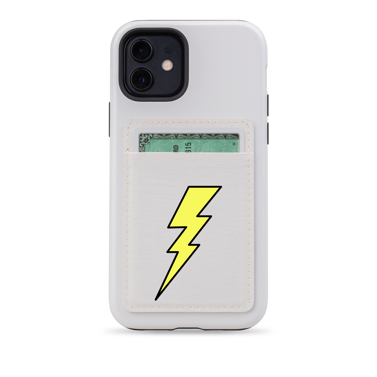 Yellow Bolt MagSafe Wallet- White