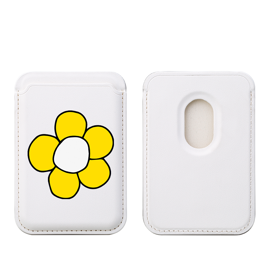 Yellow Daisy MagSafe Wallet- White