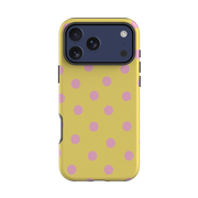 iPhone Tough Case - Yellow & Pink Polka Dot