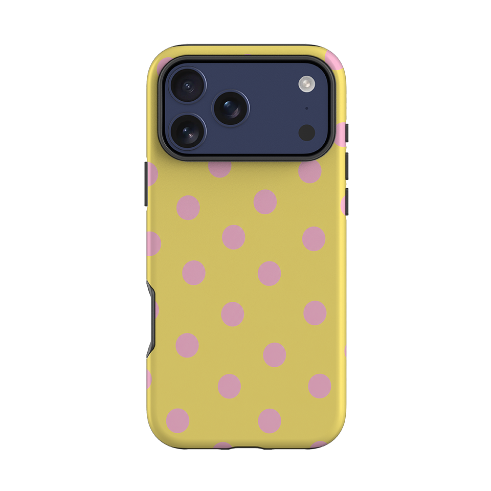 iPhone Tough Case - Yellow & Pink Polka Dot