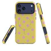 iPhone MagSafe Tough Case - Yellow & Pink Polka Dot