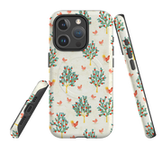 iPhone MagSafe Tough Case - Apple Trees and Chickens Cream By Katherine Quinn
