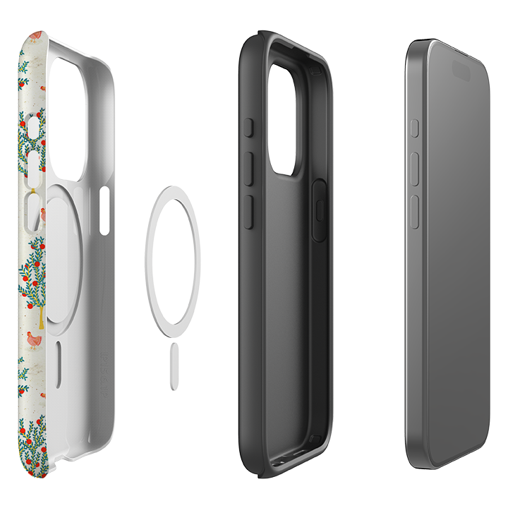 iPhone MagSafe Tough Case - Apple Trees and Chickens Cream By Katherine Quinn