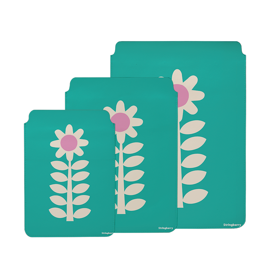 Aqua Floral By Ken Eardley Laptop, Kindle & iPad Sleeve
