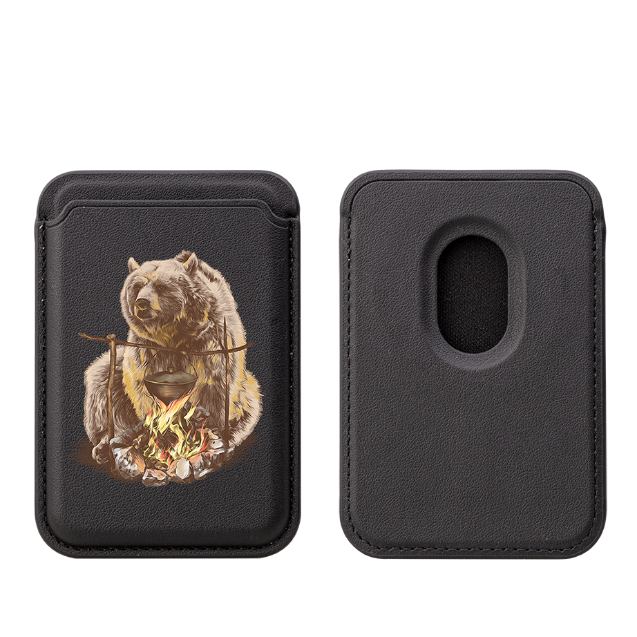 Bear Picnic MagSafe Wallet- Black