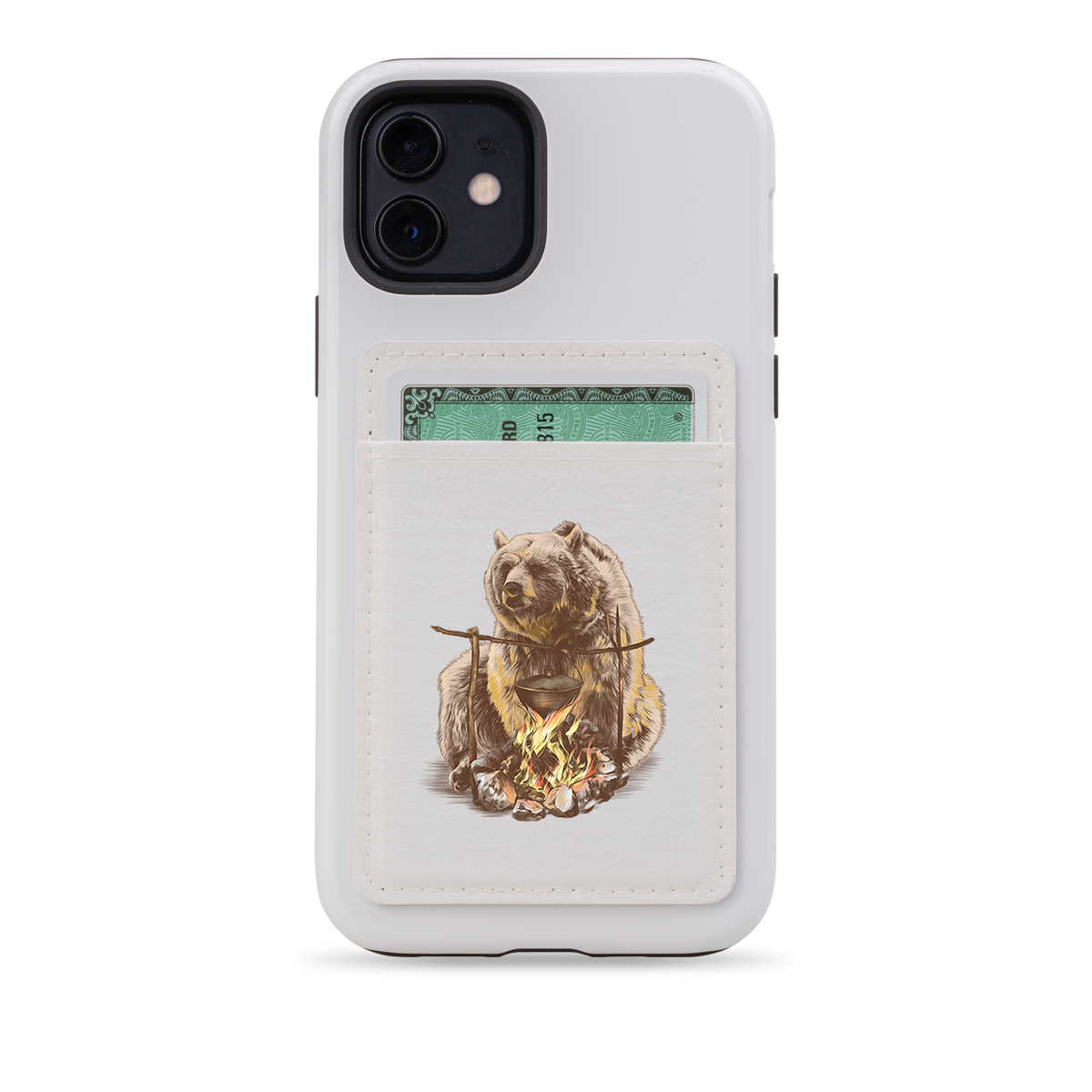 Bear Picnic MagSafe Wallet- White