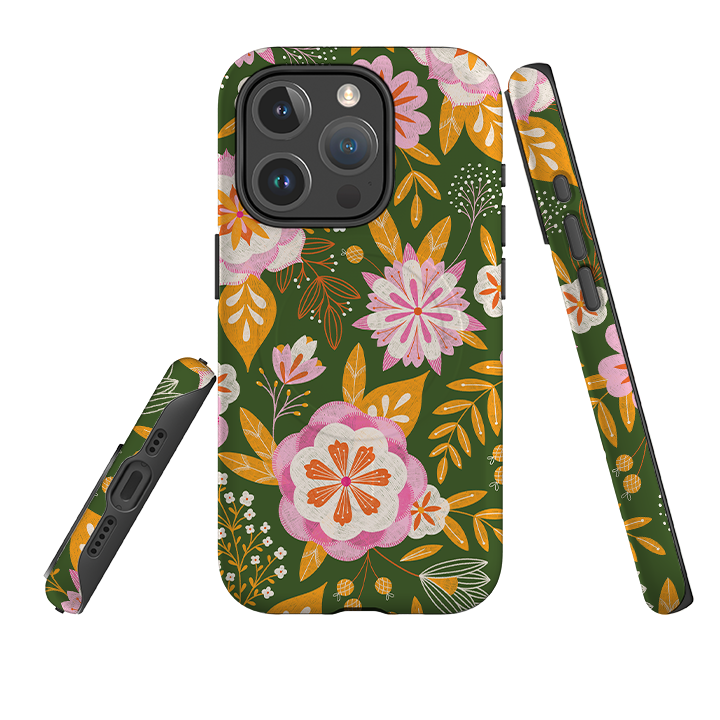 iPhone MagSafe Tough Case -  Big Bold Blooms Green By Jenny Zemanek