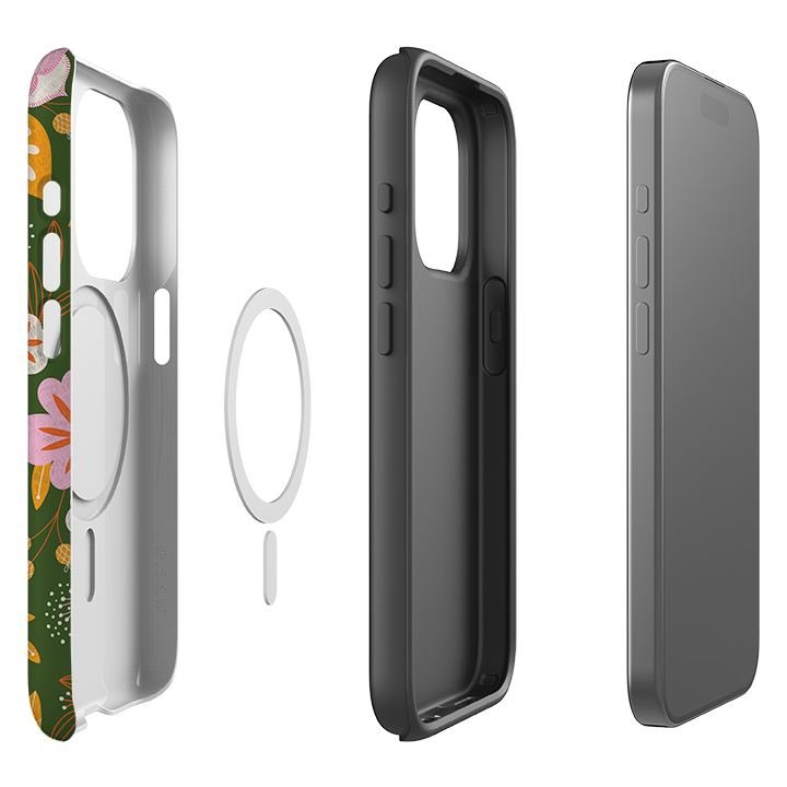 iPhone MagSafe Tough Case -  Big Bold Blooms Green By Jenny Zemanek