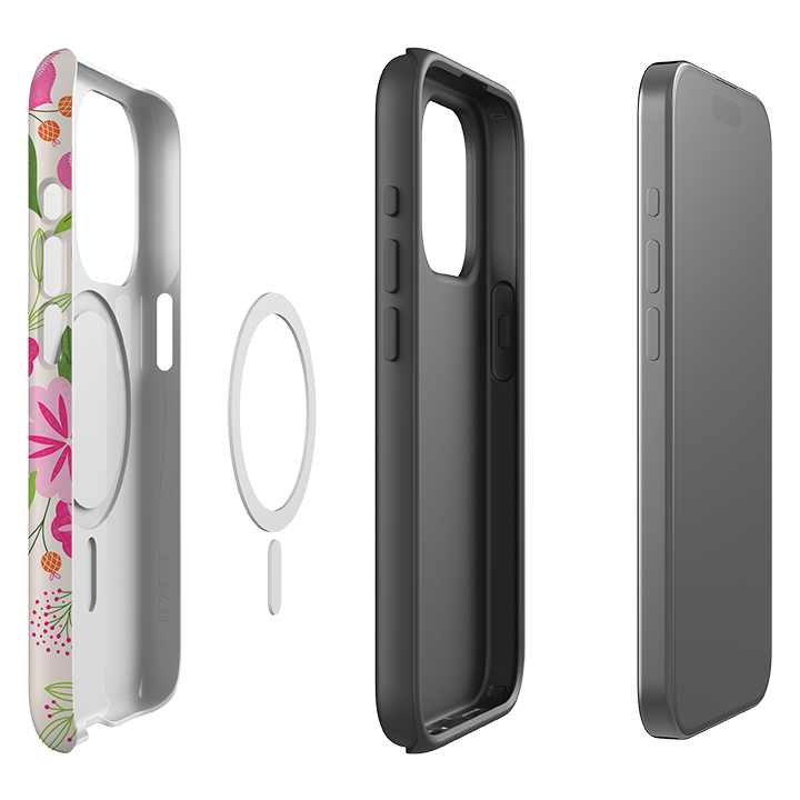 iPhone MagSafe Tough Case -  Big Bold Blooms Ivory By Jenny Zemanek