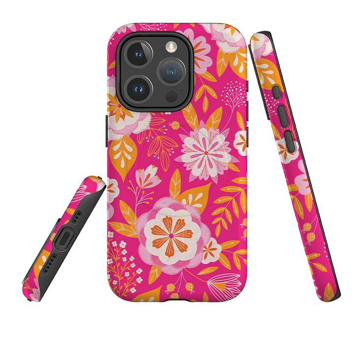 iPhone MagSafe Tough Case -  Big Bold Blooms Pink By Jenny Zemanek
