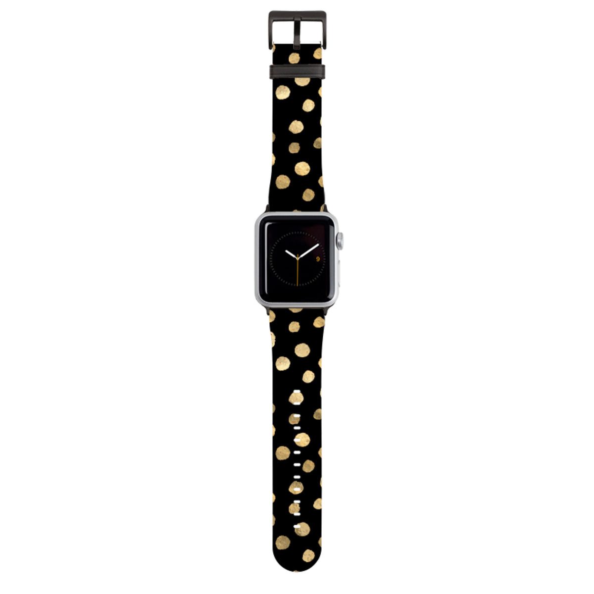 Apple Watch Armband mit schwarzen und goldenen Punkten