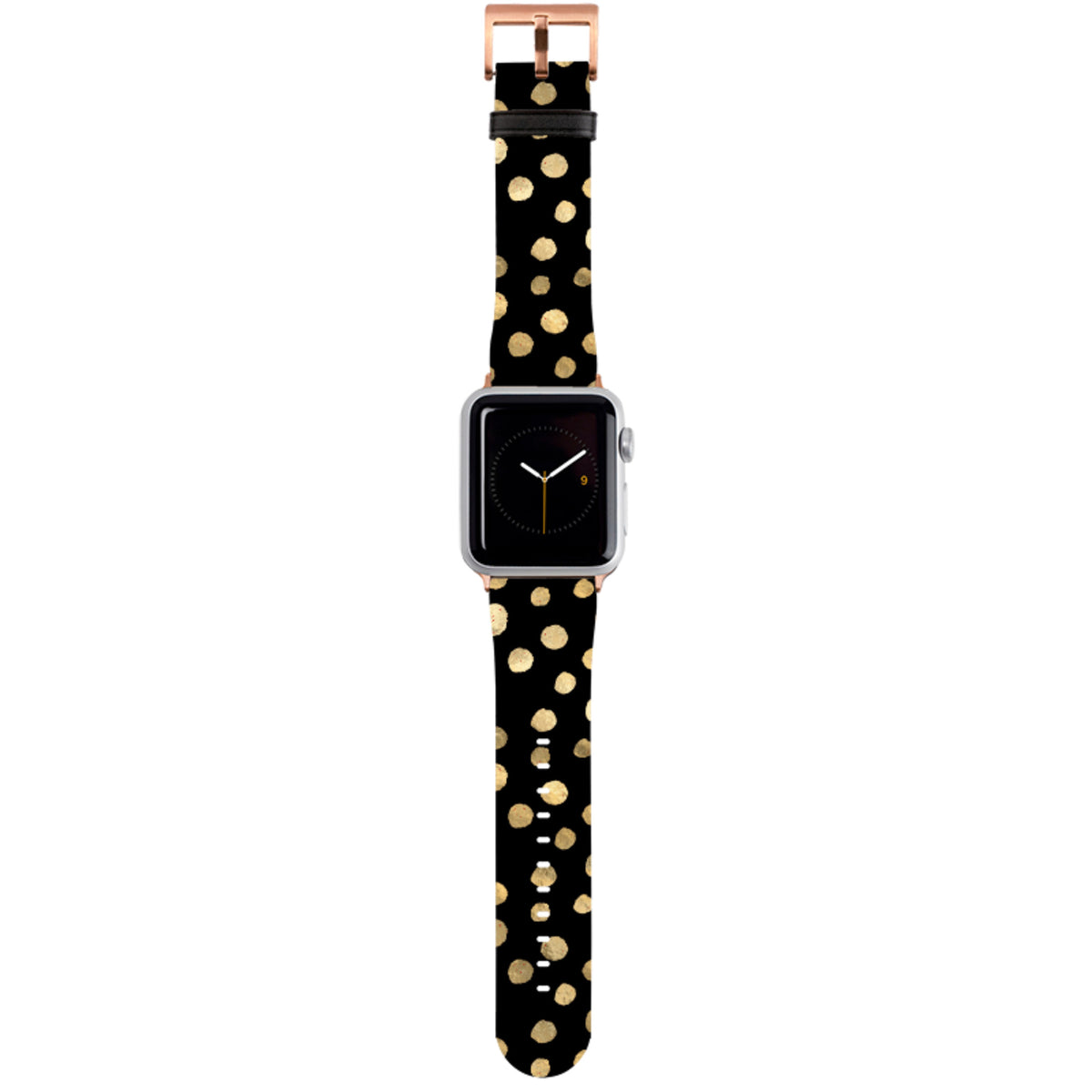 Apple Watch Armband mit schwarzen und goldenen Punkten