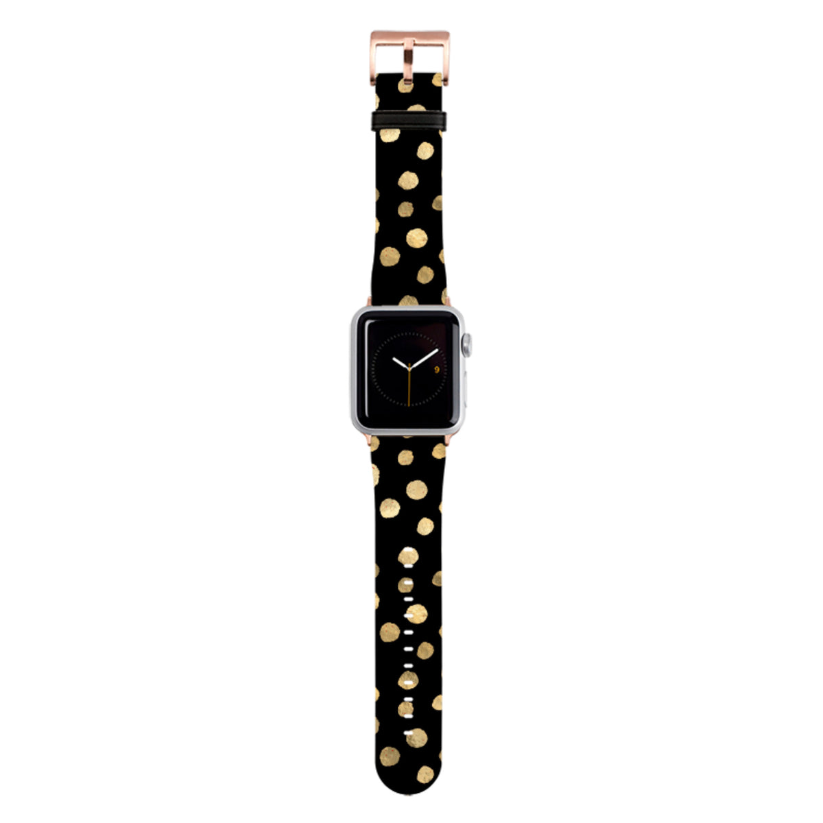 Apple Watch Armband mit schwarzen und goldenen Punkten