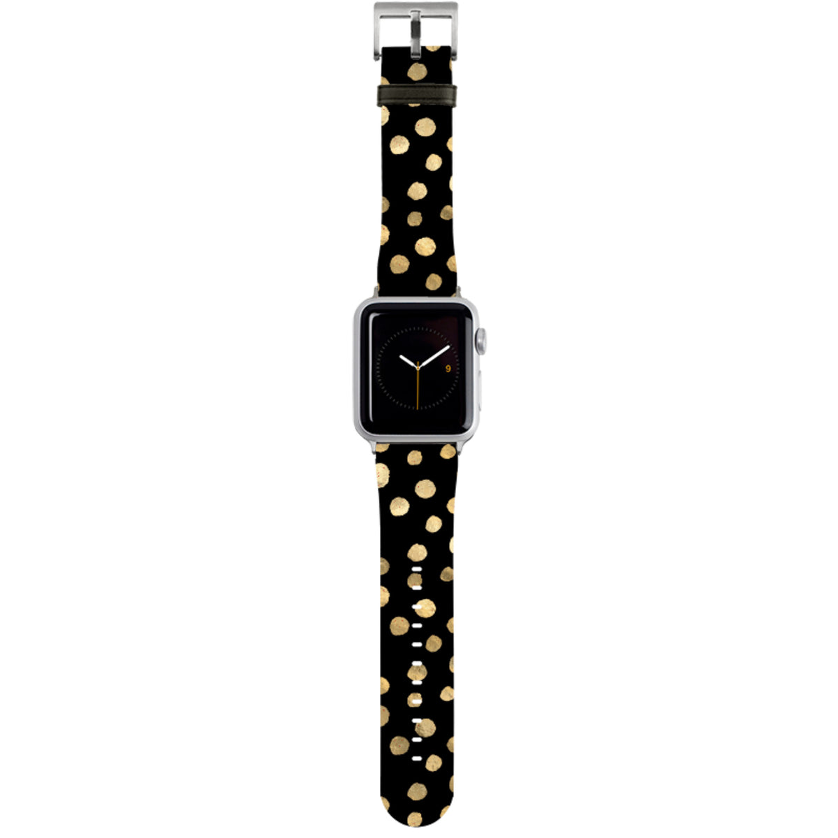 Apple Watch Armband mit schwarzen und goldenen Punkten