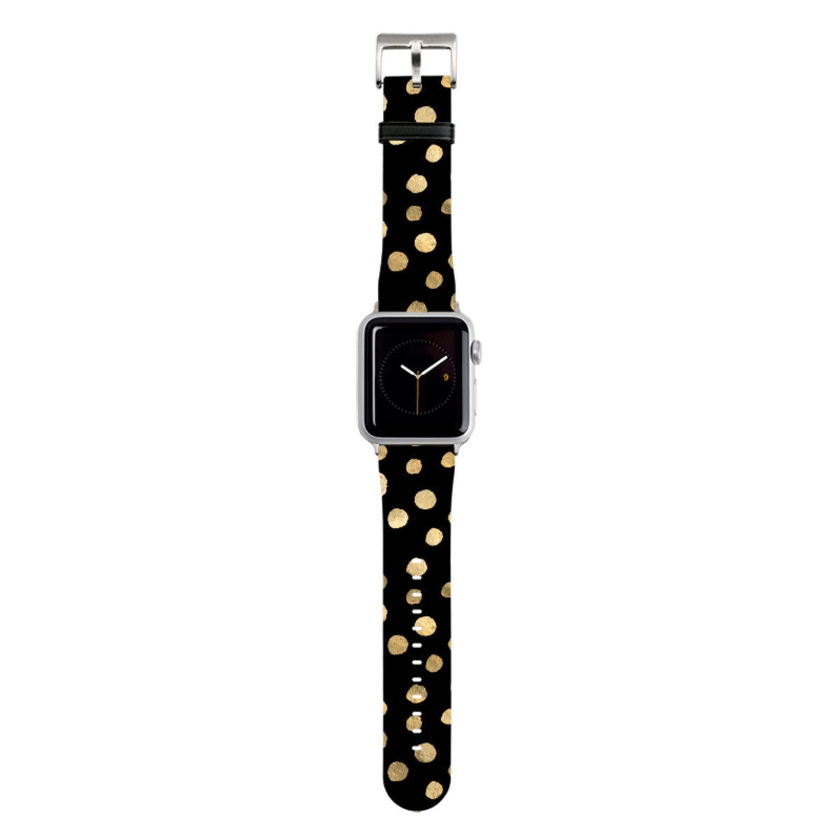 Apple Watch Armband mit schwarzen und goldenen Punkten