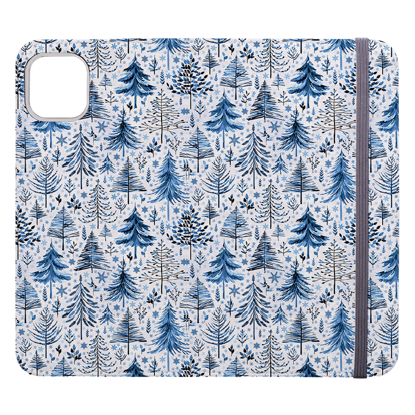 Blue Xmas Trees Wallet Case By Elisabeth Haager