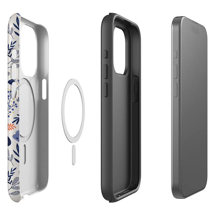 iPhone MagSafe Tough Case -  Blue Floral By Jade Mosinski
