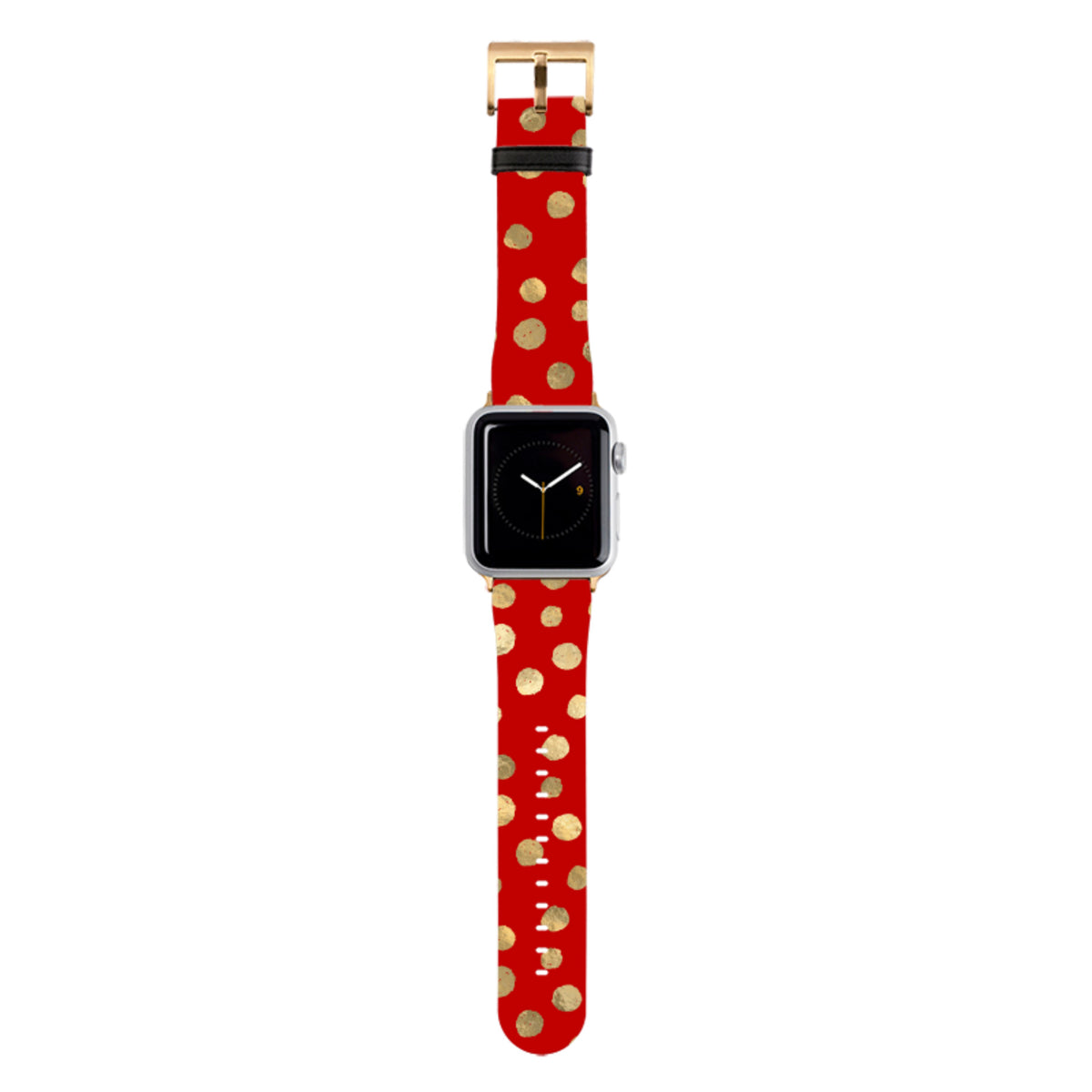 Burgundy and Gold Stars Apple Watch Strap