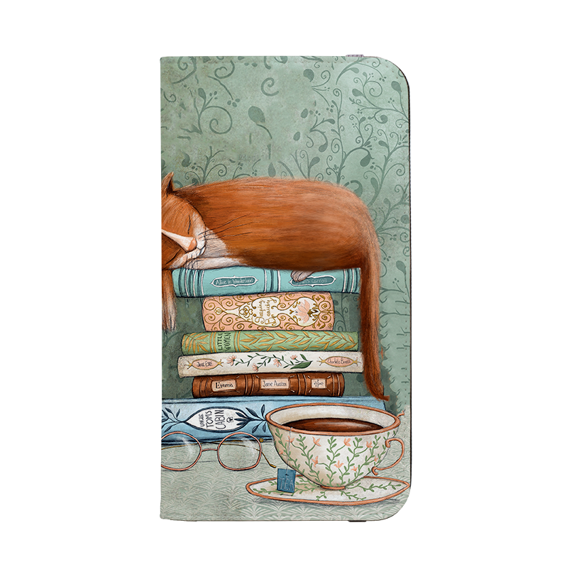 Cat and Books Wallet Case By Maja Lindberg