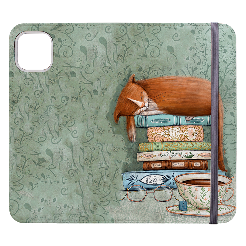 Cat and Books Wallet Case By Maja Lindberg