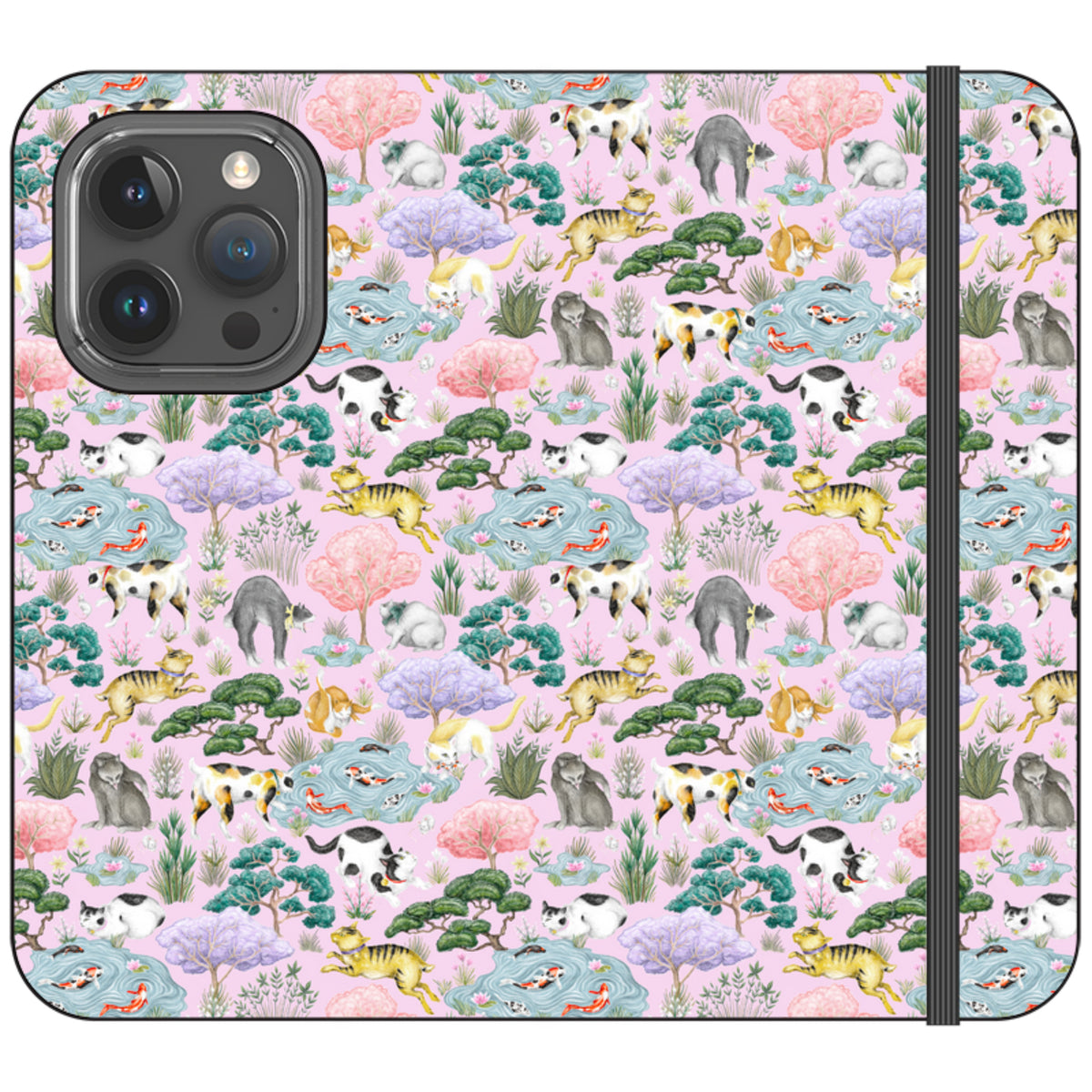 Cat Garden Wallet Case By Catherine Rowe