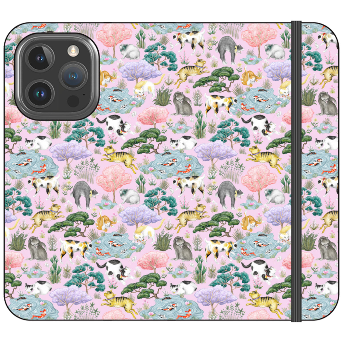 Cat Garden Wallet Case By Catherine Rowe