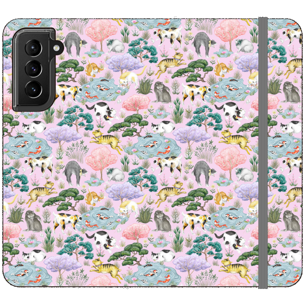 Cat Garden Wallet Case By Catherine Rowe