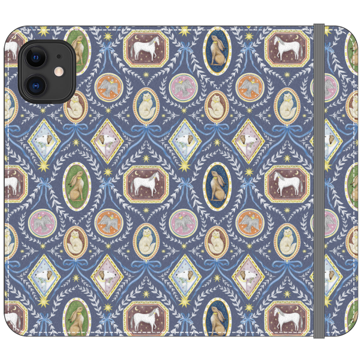 Charleston Dusk Blue Wallet Case By Catherine Rowe