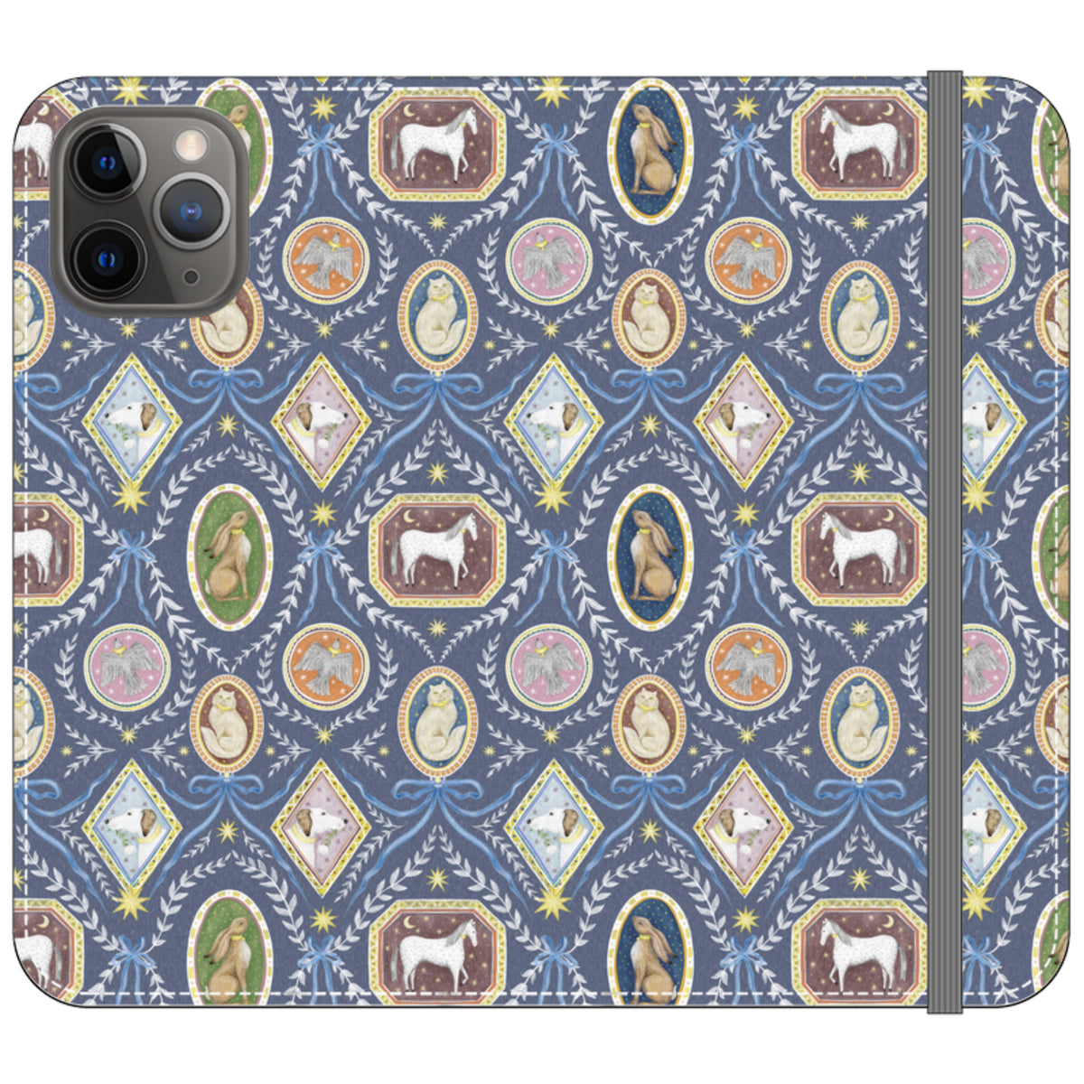 Charleston Dusk Blue Wallet Case By Catherine Rowe